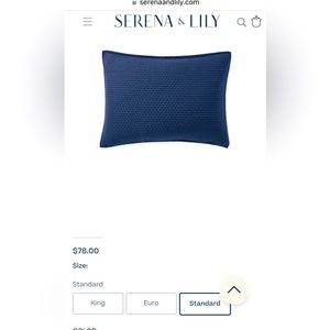 BRAND NEW Serena & Lily Westwood Shams (Standard) - Navy (Set of 2)